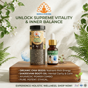 Buddha Ayurveda Organic Chia Seeds & Sanjeevani Booti Oil Combo